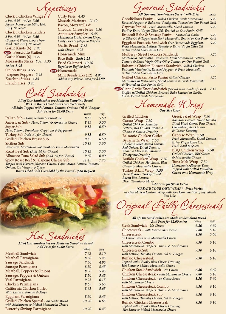 Goodfellows Pizza and Italian Specialties in Parlin Menu